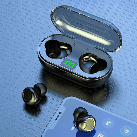 QTOCIO Wireless Earbuds Mini Ear Buds 5.3 Bluetooth Headsets Light-Weight Earphones with Microphone & Charging Case Display