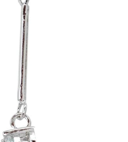 Sterling Silver Cubic Zirconia round Statement Bar Dangle Drop Earrings