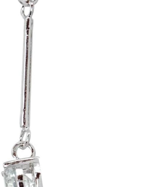 Load image into Gallery viewer, Sterling Silver Cubic Zirconia round Statement Bar Dangle Drop Earrings
