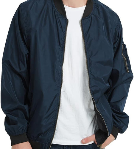 Men'S Bomber Jacket Lightweight Causal Jackets Slim Fit Varsity Jacket Softshell Windbreaker