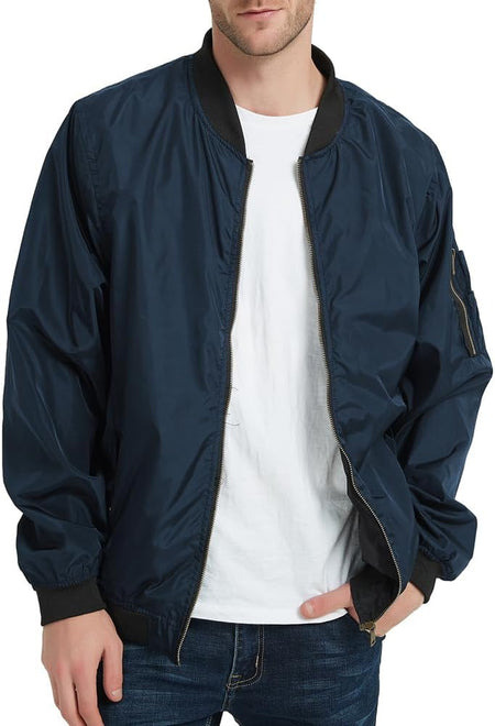 Men'S Bomber Jacket Lightweight Causal Jackets Slim Fit Varsity Jacket Softshell Windbreaker