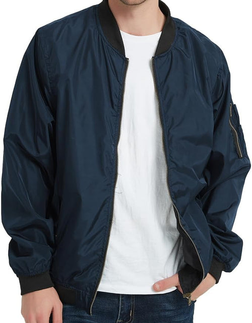 Load image into Gallery viewer, Men&#39;S Bomber Jacket Lightweight Causal Jackets Slim Fit Varsity Jacket Softshell Windbreaker
