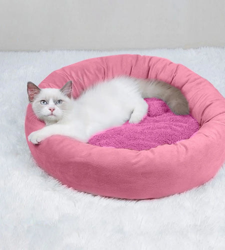 Calming Dog Beds with Pillow for Small Medium Dogs and Cats, round Dog Cuddler Cozy Bed, Washable Fluffy Plush Pet Bed Thickened Dog Kennel Mat for Puppy Sleeping