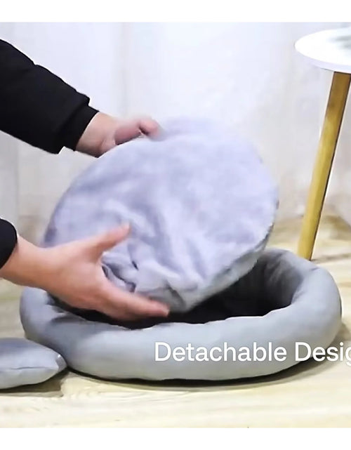 Load image into Gallery viewer, Calming Dog Beds with Pillow for Small Medium Dogs and Cats, round Dog Cuddler Cozy Bed, Washable Fluffy Plush Pet Bed Thickened Dog Kennel Mat for Puppy Sleeping
