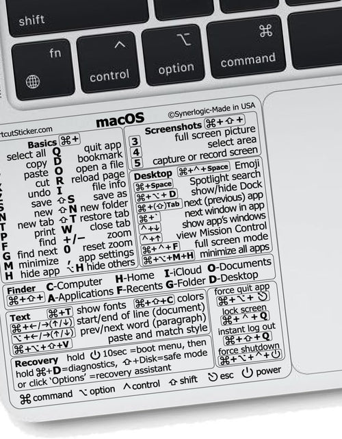 Load image into Gallery viewer, Mac OS (Monterey/Big Sur/Catalina/Mojave) Keyboard Shortcuts, M1+Intel, Clear Vinyl Sticker, Compatible with 13-16-Inch Macbook Air/Pro
