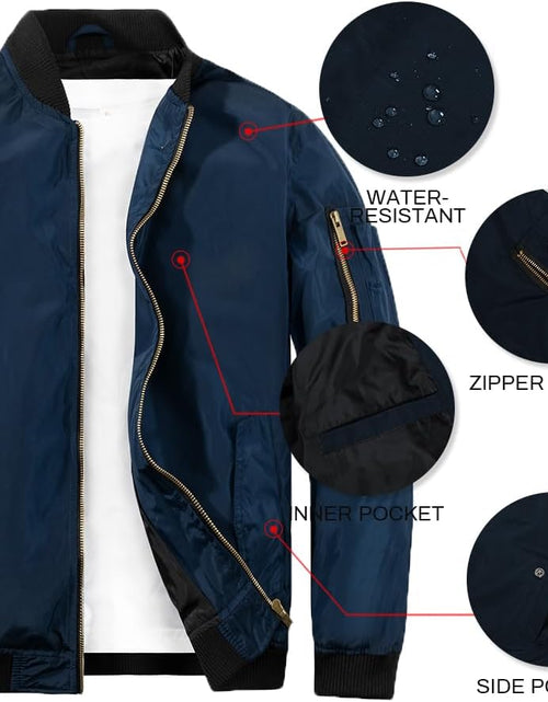 Load image into Gallery viewer, Men&#39;S Bomber Jacket Lightweight Causal Jackets Slim Fit Varsity Jacket Softshell Windbreaker
