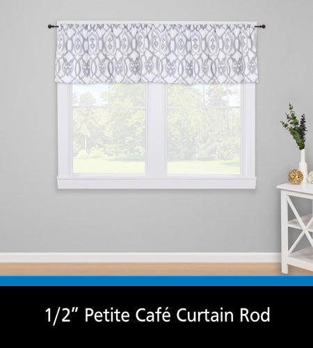 48-84 In. Cedric Adjustable Petite Cafe Curtain Rod, 1/2 In. Diameter, Black