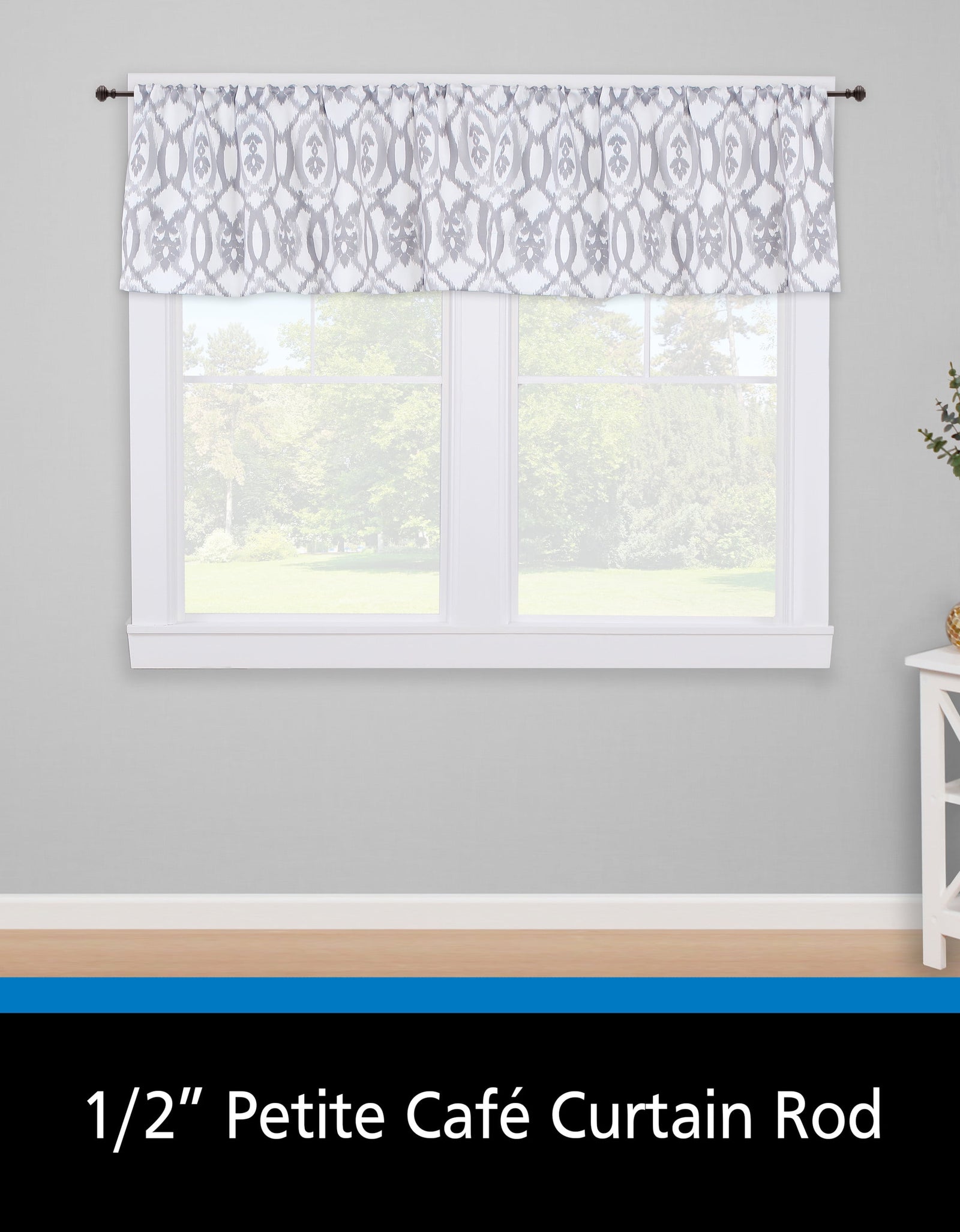 48-84 In. Cedric Adjustable Petite Cafe Curtain Rod, 1/2 In. Diameter, Black