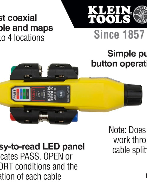 Load image into Gallery viewer, VDV512-101 Explorer 2 Coax Tester Kit, Includes Cable Tester / Wire Tracer / Coax Mapper with Remotes to Test up to 4 Locations
