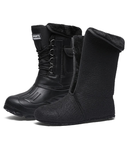 Men'S Snow Boot Waterproof Warm Faux Fur Lined Rain Booties Outdoor Shoes