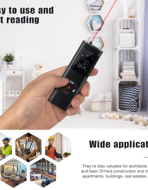 Load image into Gallery viewer, Smartmeasure 40M/60M Mini Laser Distance Meter – USB Rechargeable Handheld Rangefinder for Accurate Measurements
