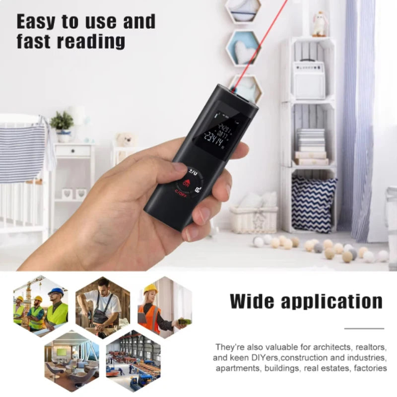 Smartmeasure 40M/60M Mini Laser Distance Meter – USB Rechargeable Handheld Rangefinder for Accurate Measurements