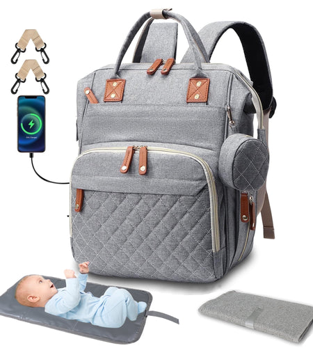 Diaper Bag Backpack, Portable Baby Bag Include Insulated Pocket, 3 in 1 Multi-Functional Travel Baby Diaper Bag with Diapers Changing Pad for Boys and Girls