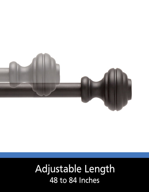 Load image into Gallery viewer, 48-84 In. Cedric Adjustable Petite Cafe Curtain Rod, 1/2 In. Diameter, Black
