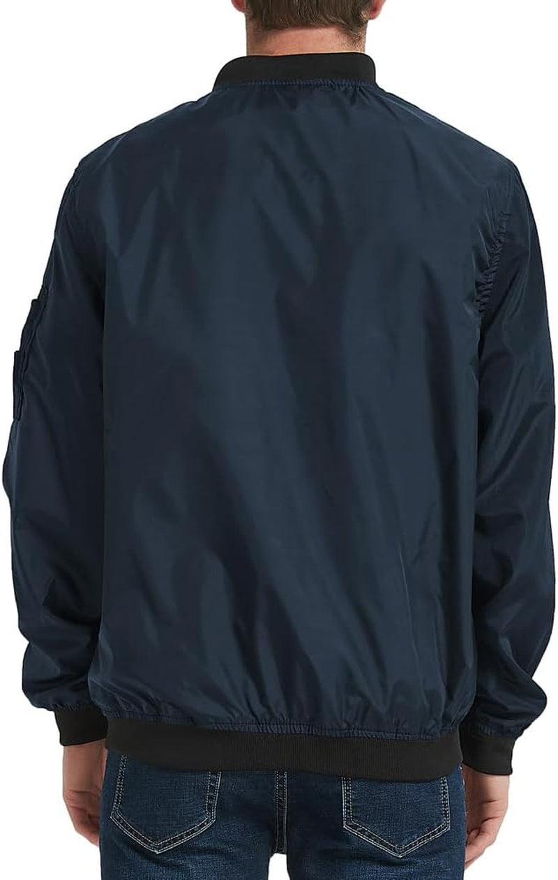 Men'S Bomber Jacket Lightweight Causal Jackets Slim Fit Varsity Jacket Softshell Windbreaker