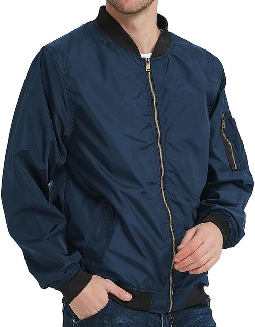 Load image into Gallery viewer, Men&#39;S Bomber Jacket Lightweight Causal Jackets Slim Fit Varsity Jacket Softshell Windbreaker
