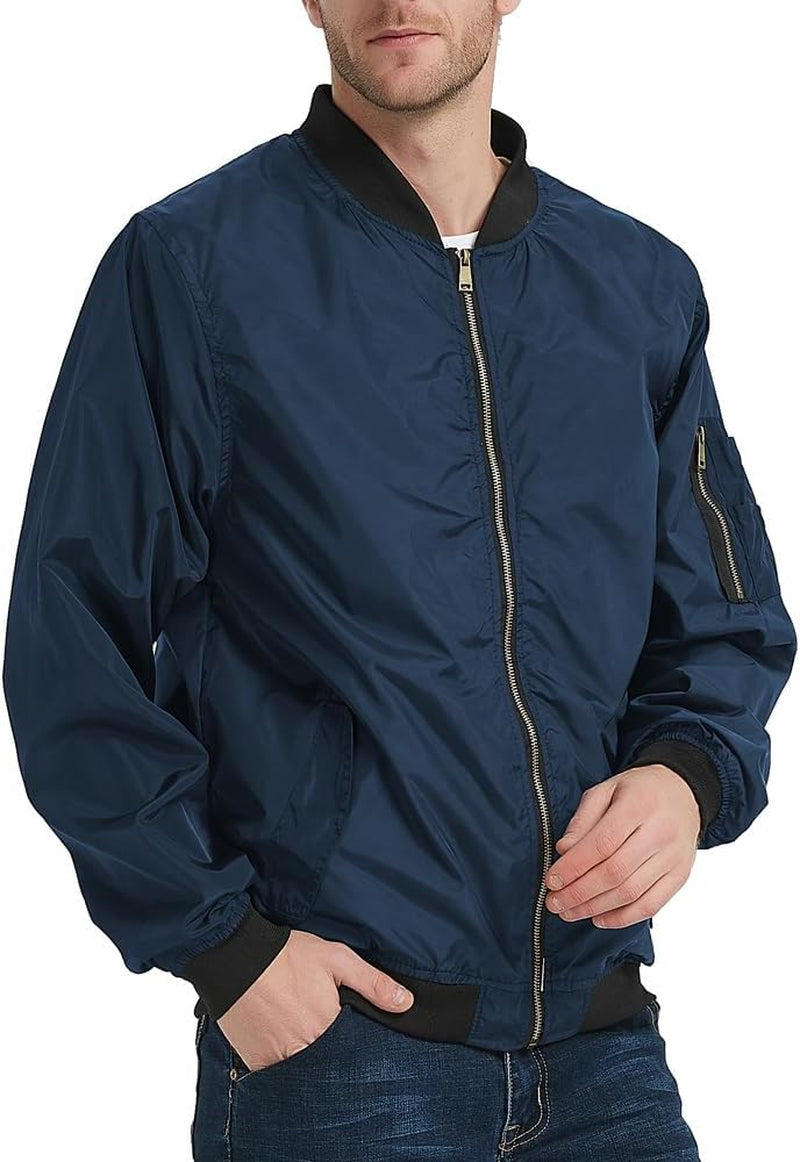Men'S Bomber Jacket Lightweight Causal Jackets Slim Fit Varsity Jacket Softshell Windbreaker