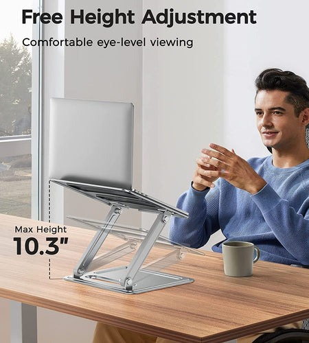 Adjustable Laptop Stand, Portable Riser for 17.3Inch Laptops, Adjustment for Desk, Holds up to 17.6Lbs Notebook - Sliver