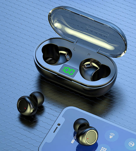 QTOCIO Wireless Earbuds Mini Ear Buds  5.3 Bluetooth Headsets Light-Weight Earphones with Microphone & Charging Case Display