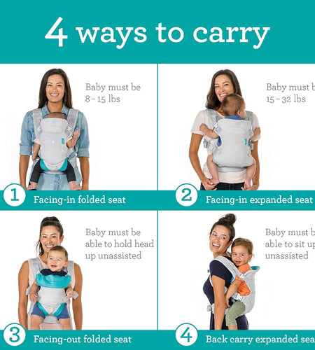 Flip 4-In-1 Light & Airy Convertible Carrier - Breathable, 4 Positions, Lumbar Support