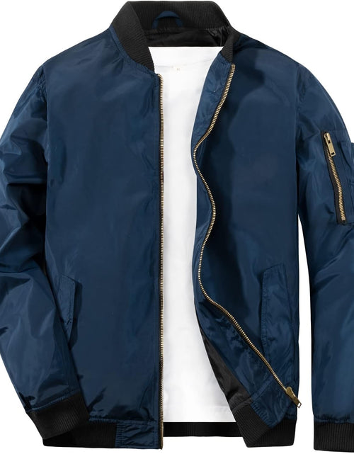 Load image into Gallery viewer, Men&#39;S Bomber Jacket Lightweight Causal Jackets Slim Fit Varsity Jacket Softshell Windbreaker
